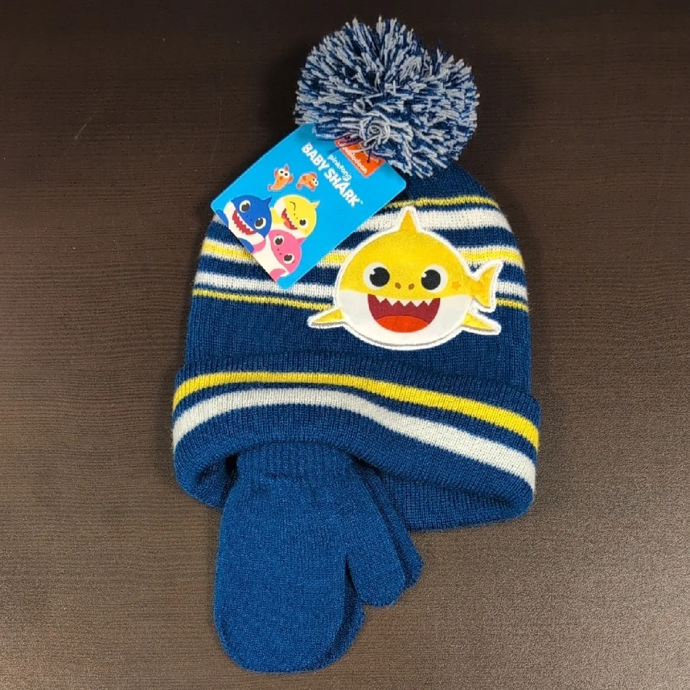 Nickelodeon Baby Shark Pom Hat and Glove Set Toddler OS